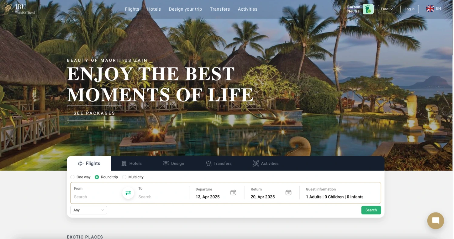 Iru Travel project screenshot